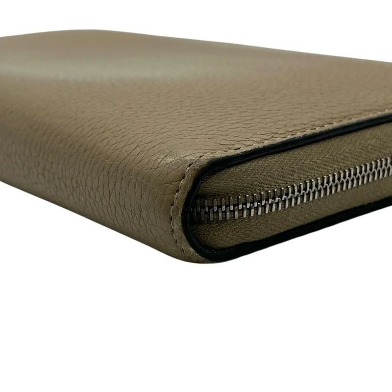 2853 Celine Large Zipped Wallet Long Zipper Beige Preowned W-Tn-3106