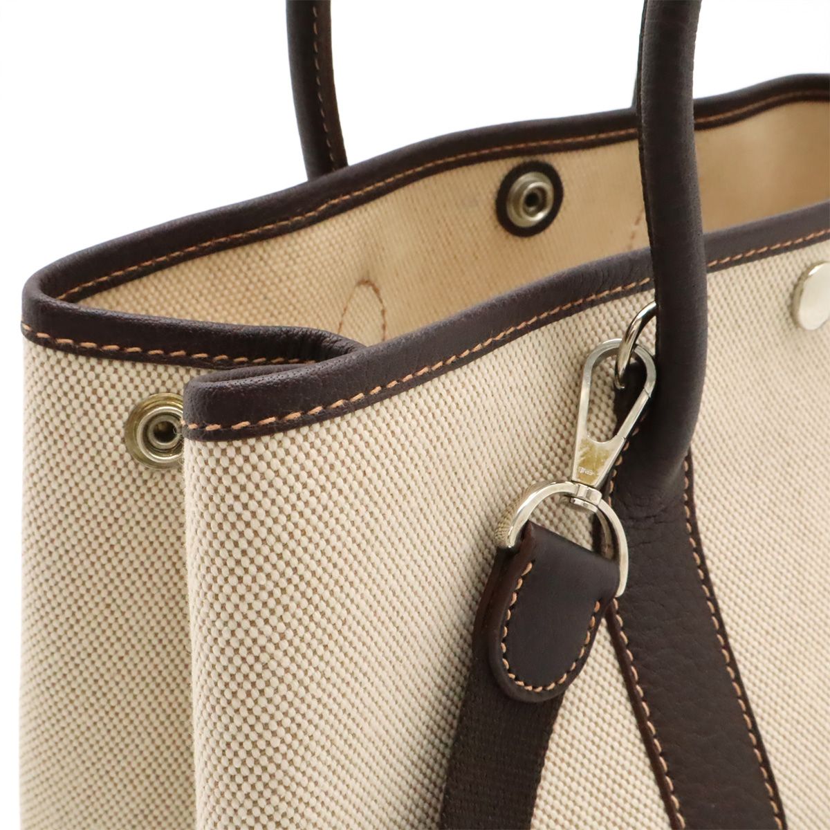 Hermes Garden Party TPM Tote Handbag Mini Bag Toile Ash Brown Brown Strap