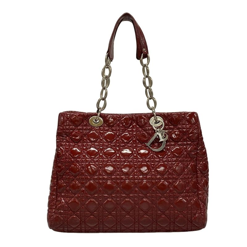 Dior/christian Dior Tote Bag Canage Stitch Red Chain Shoulder Leather