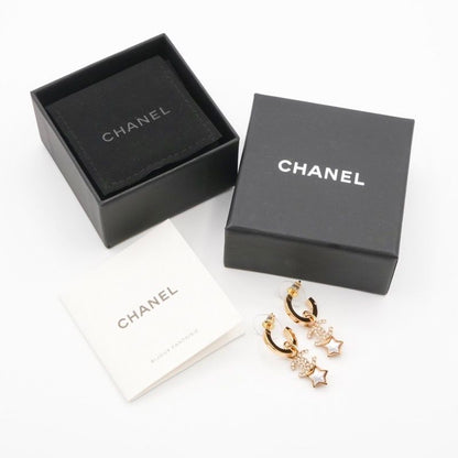 Chanel Earrings Earring Gold Coco Mark Star Hoop Rhinestone