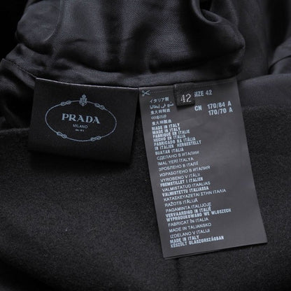 Prada Dress Size 42 Different Material Sleeveless Tucked Midi Flared Wool Made