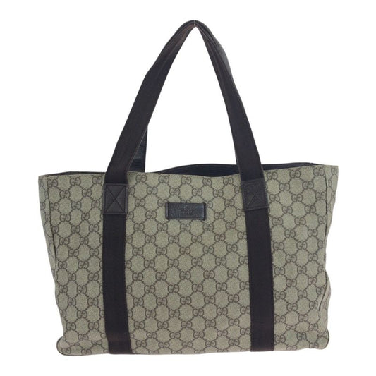 Gucci Beige Dark Brown GG Supreme Canvas 141624 Tote Bag Shoulder Bag Women