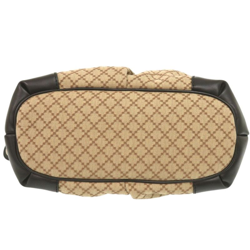Gucci 247902 GG Canvas Leather Beige Black 2-way Handbag 1465 Gucci
