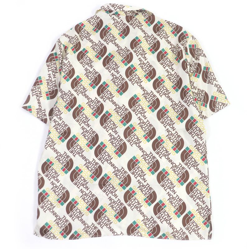 Gucci THE North FACE The North Face 654766 100% Silk Full Logo Open Collar