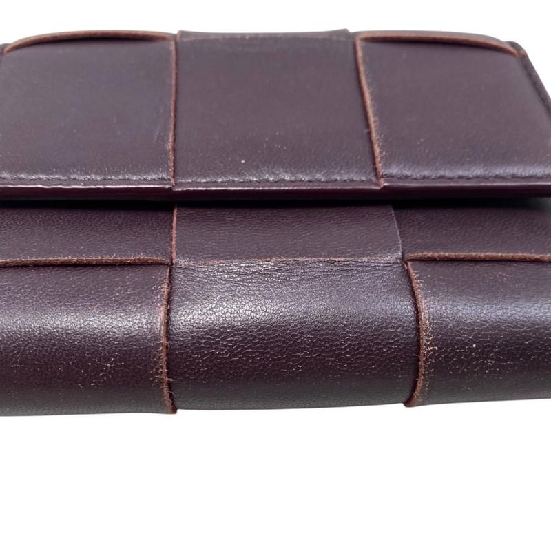 Bottega Veneta Trifold Wallet Maxi Intrecciato 651372 Leather Purple Gold