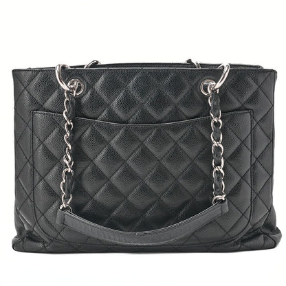 Chanel Shoulder Bag Matelasse GST Chain Tote Cabiskin Black Silver Hardware
