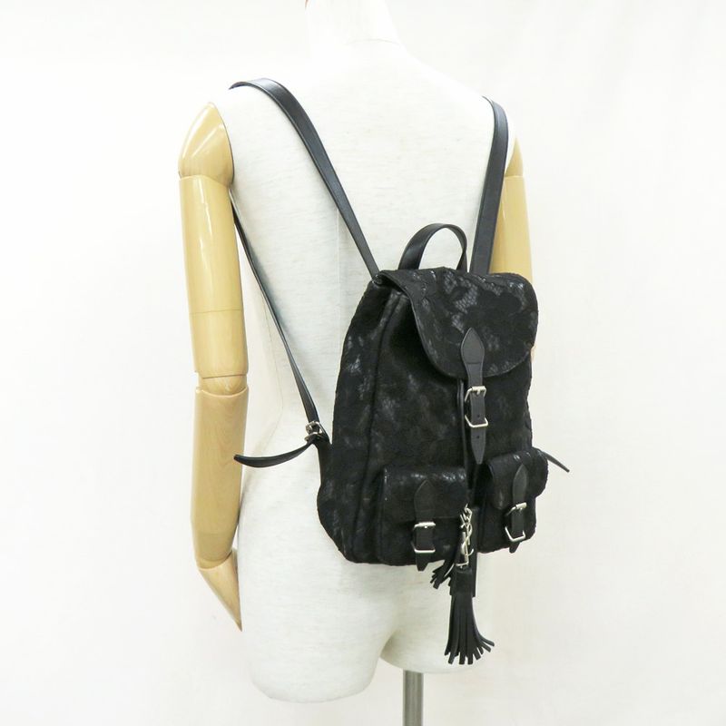 Saint Laurent Rucksack Festival Backpack 421943 Lace Black Fringe