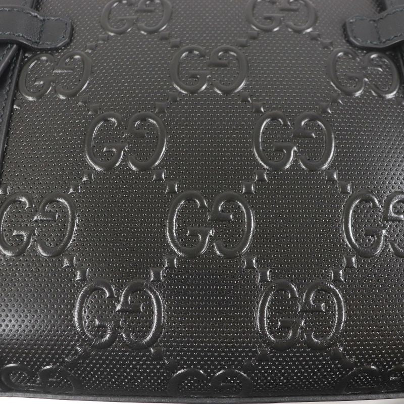 Gucci 625774 Leather GG Embossed Tote Bag Briefcase Business Bag Black Storage