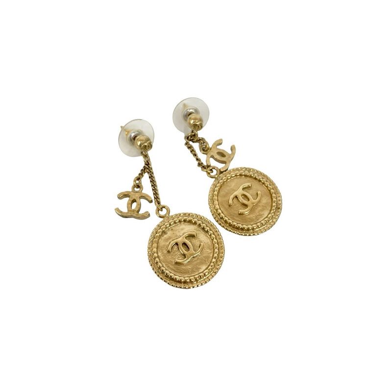 Chanel Vintage Coco Mark Coin Motif Earrings Accessories Women's 15BP