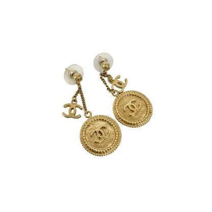 Chanel Vintage Coco Mark Coin Motif Earrings Accessories Women's 15BP