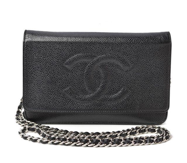 Chanel Chain Wallet Shoulder Bag Long Wallet Caviar Skin Black