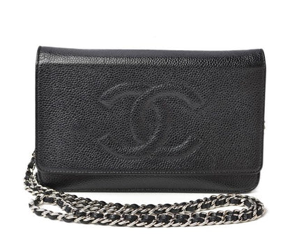 Chanel Chain Wallet Shoulder Bag Long Wallet Caviar Skin Black