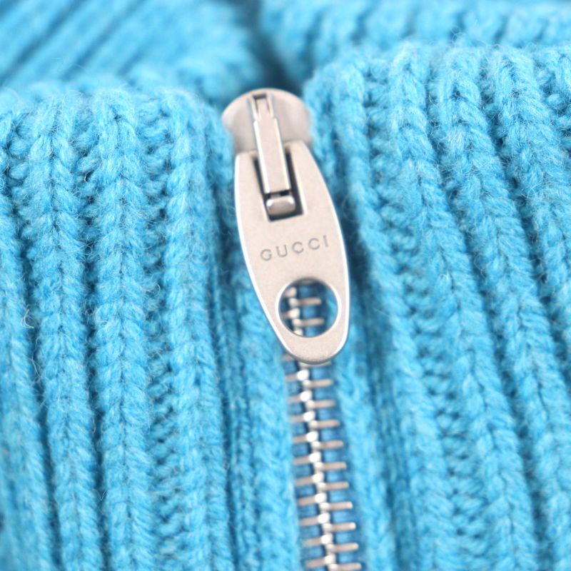  Gucci 23SS 716370 100% Wool Horsebit Zip-up Jacquard Knit Jacket Blue XS Made