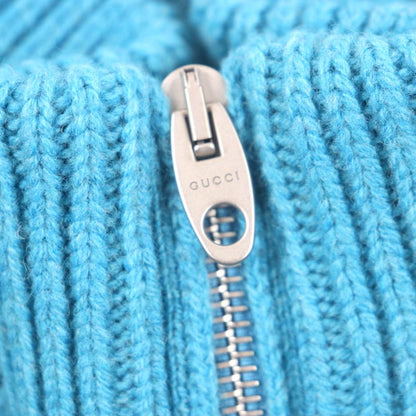  Gucci 23SS 716370 100% Wool Horsebit Zip-up Jacquard Knit Jacket Blue XS Made