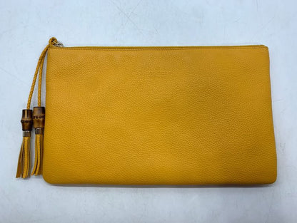 1573 Gucci Clutch Bag 376858 Yellow Fringe Bamboo Preowned Second Bag