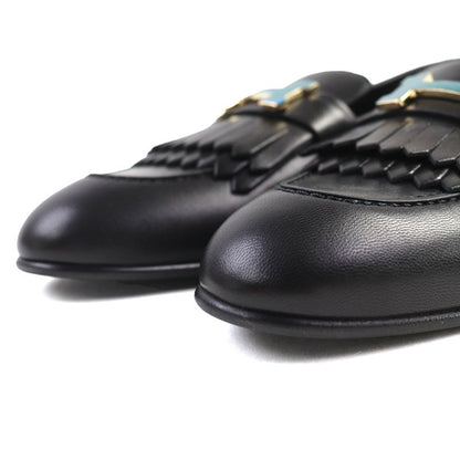 Hermes Royale Gold Hardware Moccasin H Motif Buckle Fringe Leather Loafer Black
