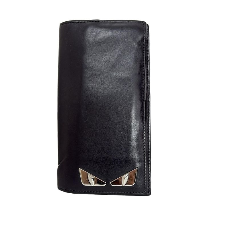 Fendi Long Wallet Bag Bugs 7m0186 Black Leather
