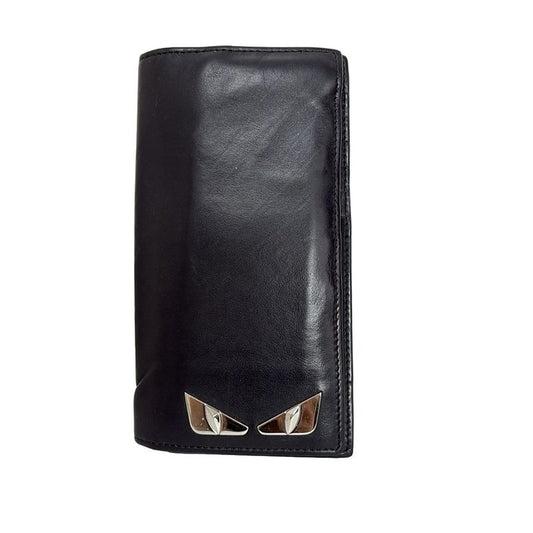 Fendi Long Wallet Bag Bugs 7m0186 Black Leather