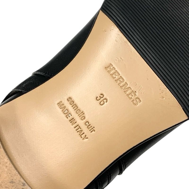 Hermes Neo Boots Short Boots Shoes Leather Black Silver Kelly Hardware