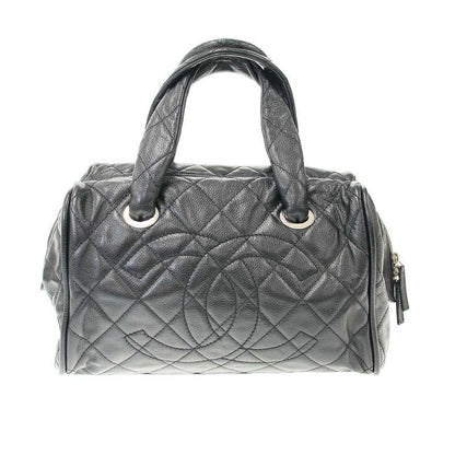 Chanel Matelasse Coco Mark Caviar Skin Mini Boston Bag Black
