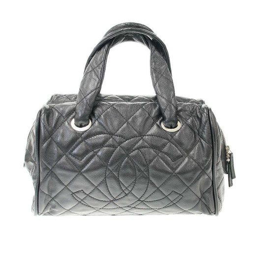 Chanel Matelasse Coco Mark Caviar Skin Mini Boston Bag Black