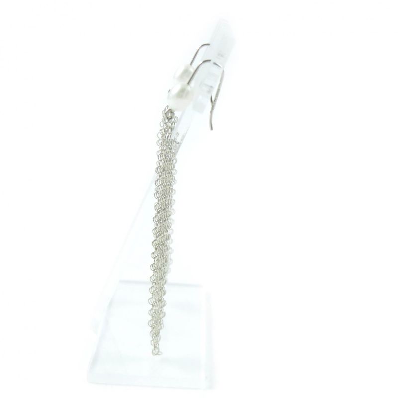 Tiffany & Co Elsa Peretti Mesh Tassel Earrings With Pearl Ag925