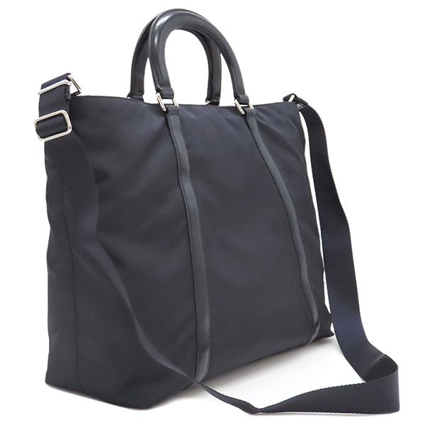 Prada 2way Bag Tessuto 2way Tote Bag Nylon Leather Navy Silver Hardware Navy