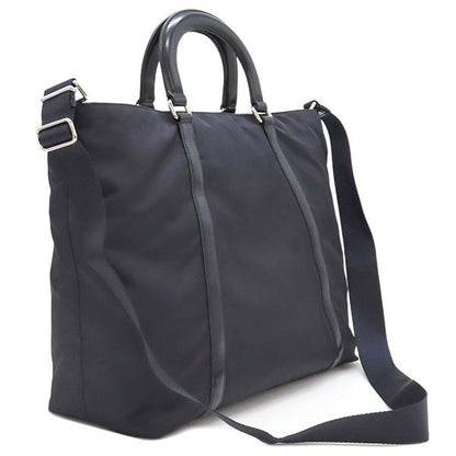 Prada 2way Bag Tessuto 2way Tote Bag Nylon Leather Navy Silver Hardware Navy