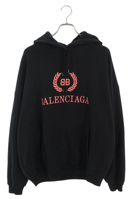 Balenciaga 501656 Tyk44 BB Logo Print Pullover Hoodie Men's L