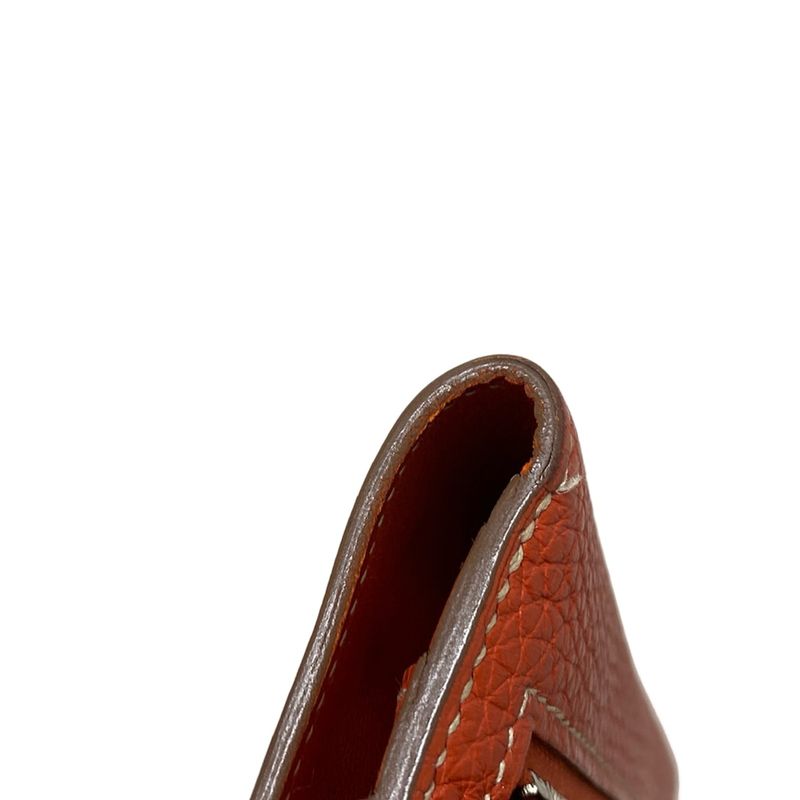 Hermes Bifold Wallet Dogon Long Sanguine And Pearl Gray Silver Hardware