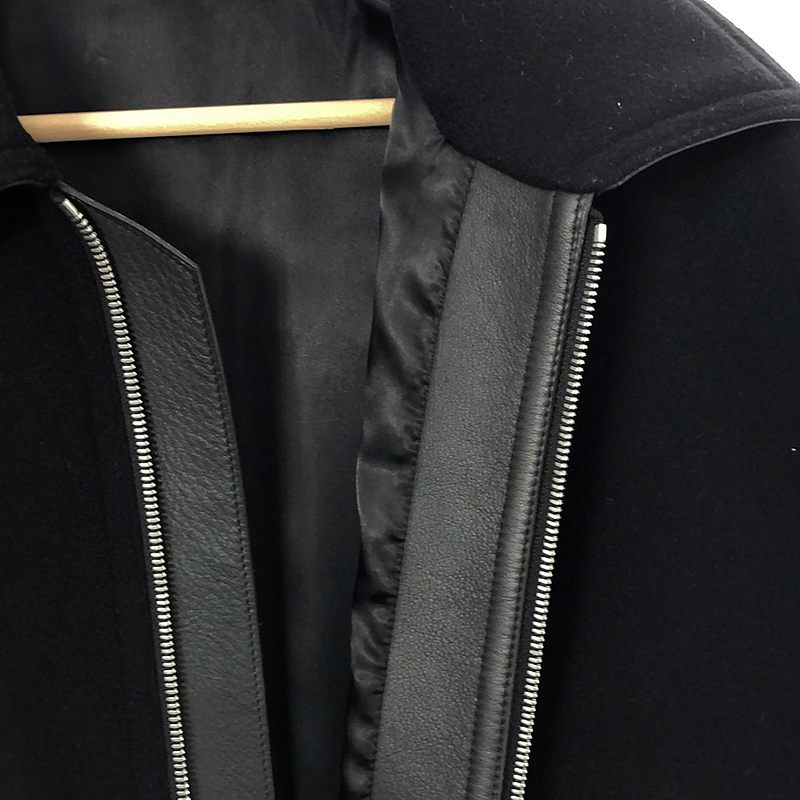 Hermes Leather Wool Melton Jacket - 48 - Black - Men's