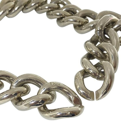 Christian DIOR Necklace Chain Necklace Choker Accessory Small Metal Silver Black
