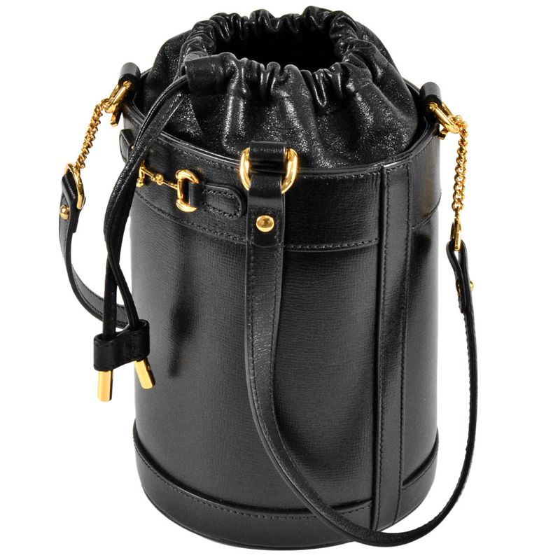 Gucci Horsebit 1955 Handbag 2WAY Leather 637115 Black Bucket Bag Shoulder Bag