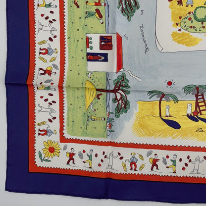Hermes Carre 90 RE TOUR A LA Terre Homeward Bound Navy X Multicolor 100% Silk