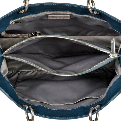 Chanel GST Chain Tote Bag Caviar Skin Blue Silver Hardware 17th Unit Coco Mark