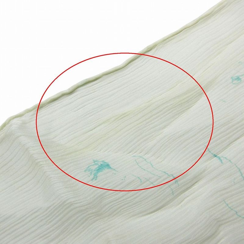 Hermes Shawl Scarf Shawl Silk Muslin Fringe Ivory Light Blue Light Blue Women