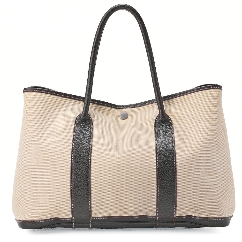 Hermes Garden Party PM Tote Bag Canvas Brown (silver Hardware) Ladies Bag Brand