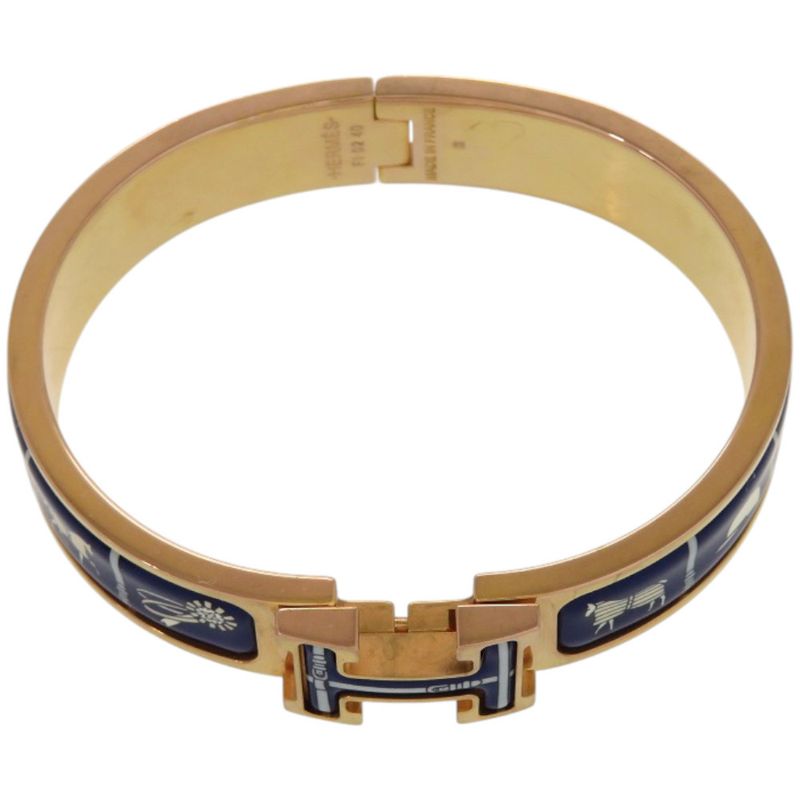 Hermes Couverture Et Aigne De Jour Click H F1 02 40 Metal Blue Bangle 1127