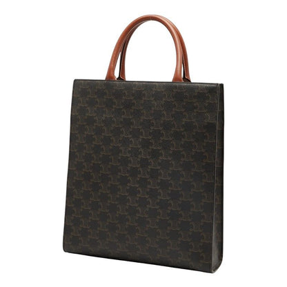 Celine Triomphe Vertical Cabas Small Tote Shoulder Bag 2WAY Brown PVC Leather