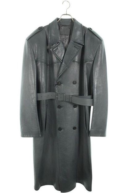 Prada Ups579 Oversized Double Breasted Leather Trench Coat Men's 52