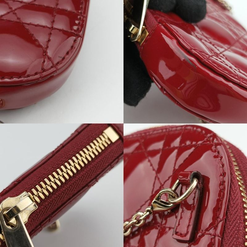 Christian Diorchristian Dior Lady Dior Cannage Phone Holder Red Patent 56-ma-026
