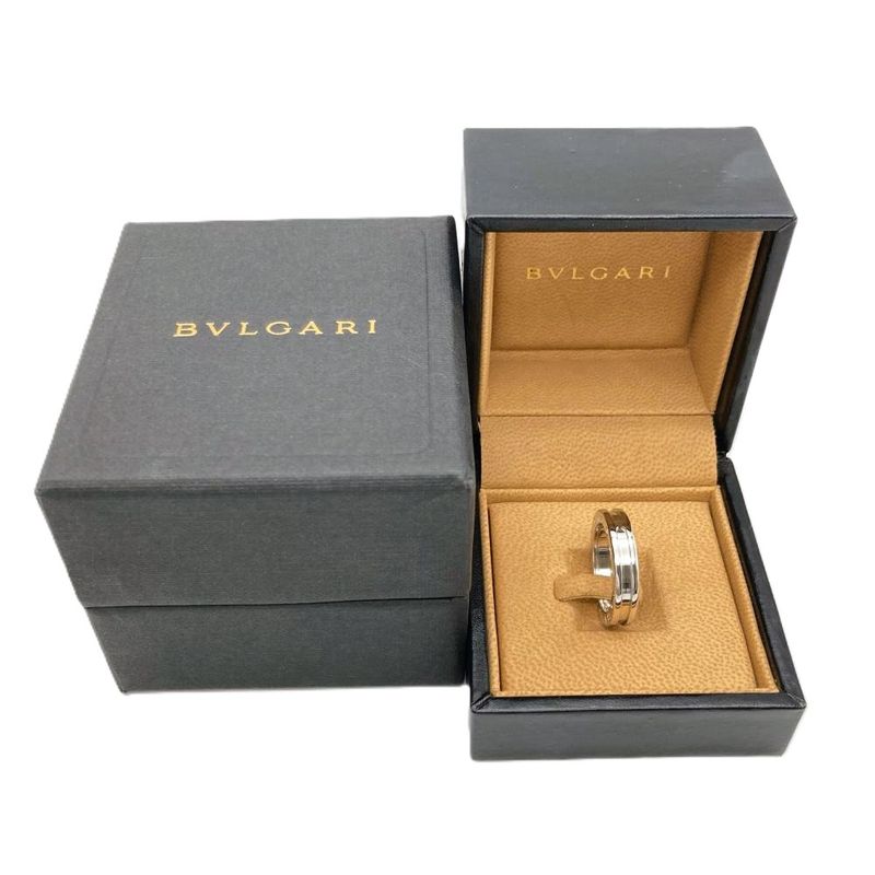Bulgari Bvlgari Bee Zero One 1 Band Ring #54 18K White Gold 75g White Togo Old