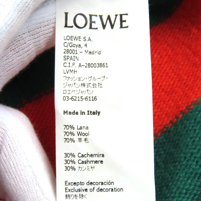 LOEWE H3299370sm Wool Cashmere Anagram Embroidery Striped High Gauge Long