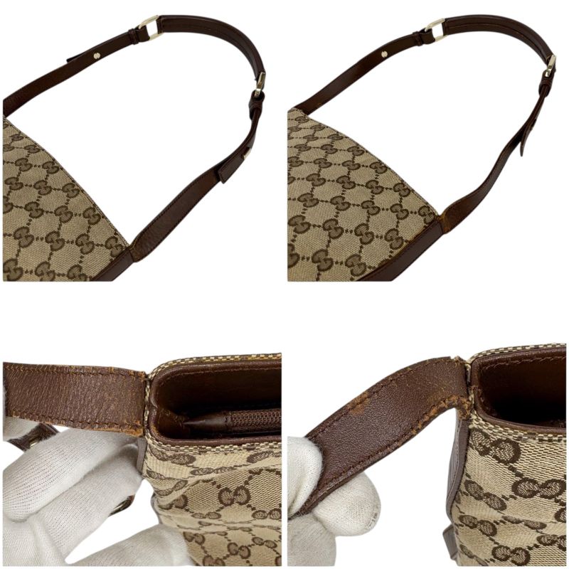 Gucci Bucket Shape One Shoulder Bag Handbag Shoulder GG Canvas Brown Beige