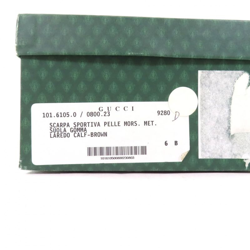 Gucci 101 6105 Horsebit Leather Loafer Shoes Brown Gold Hardware 6 With Box And