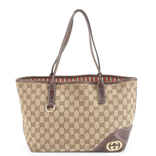 Gucci GG Canvas New Britt Interlocking G Leather Tote Bag Shoulder 169946