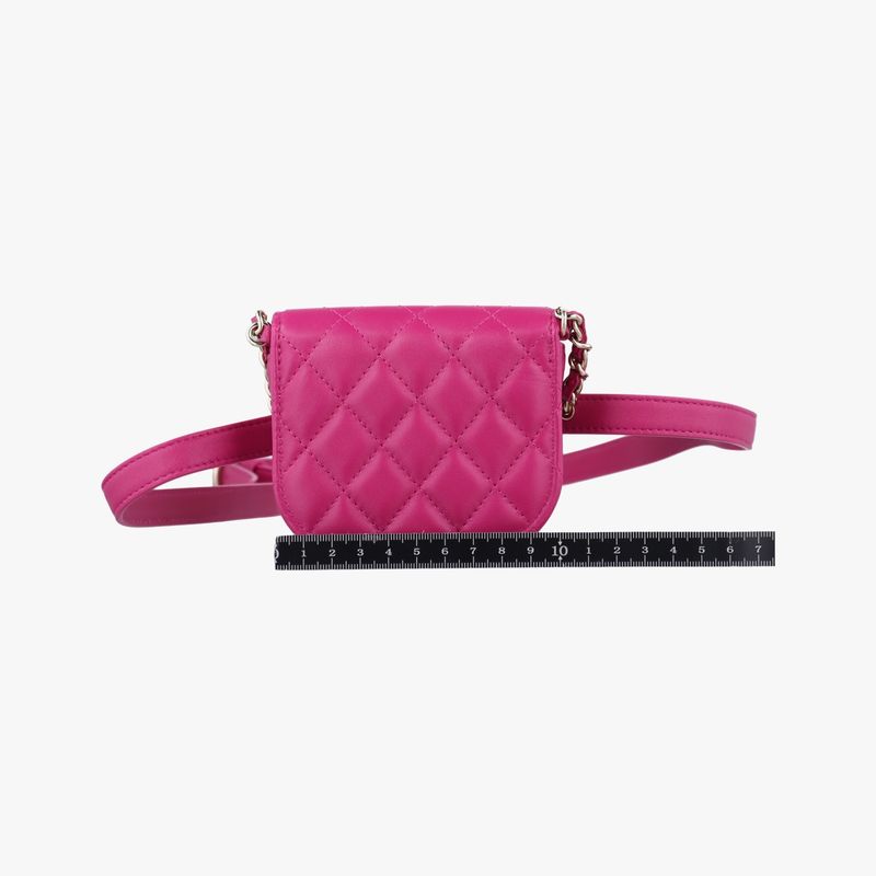 CHANEL  Matelasse Waist Coin Purse Purple Lambskin And Fabric Ap0743