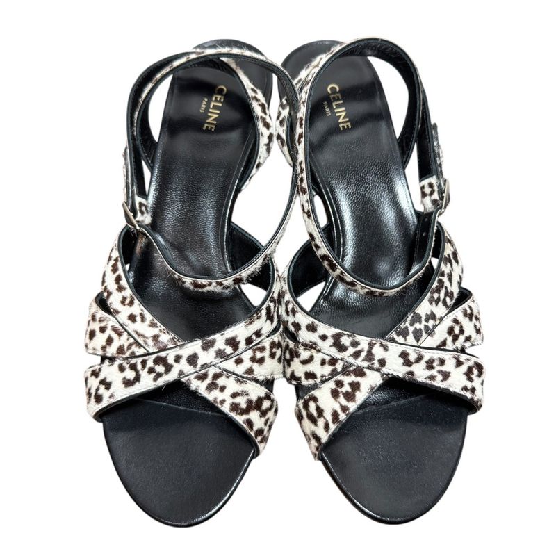 Unused Celine Animal Print Halaco Low Heel Sandals 36.5 Equivalent To 23.5cm