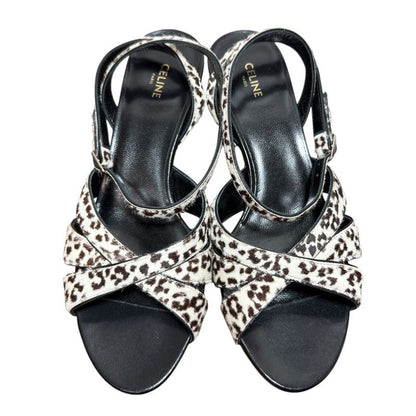 Unused Celine Animal Print Halaco Low Heel Sandals 36.5 Equivalent To 23.5cm