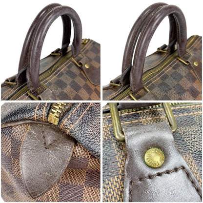 Louis Vuitton Speedy 30 Damier Leather Handbag Mini Boston Bag Brown